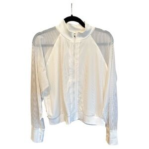 Zyia White Activewear Jacket Ribbed Sleeve Thumbhole NWOT Size XL